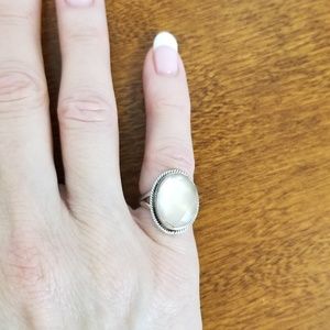 Faceted quartz sterling silver ring